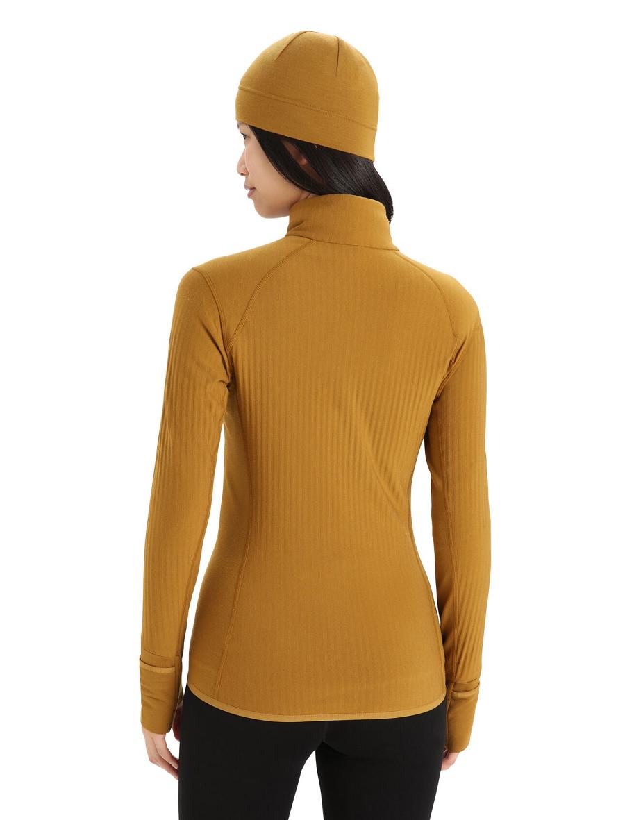 Kurtka Icebreaker RealFleece™ Merino Descender Long Sleeve Zip Damskie Brązowe | PL 1300HAPK